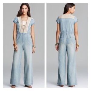 Free People Denim On the Road Jumpsuit Romper 8 M